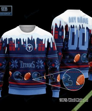 Pesonalized Tennessee Titans Snow Custom Name And Number Ugly Christmas Sweater