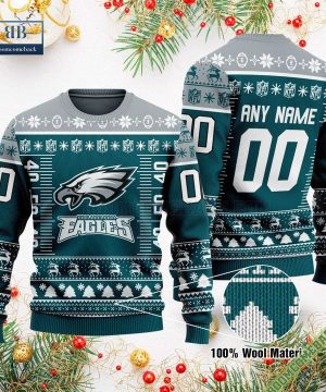 Philadelphia Eagles Custom Name Number Xmas Sweater