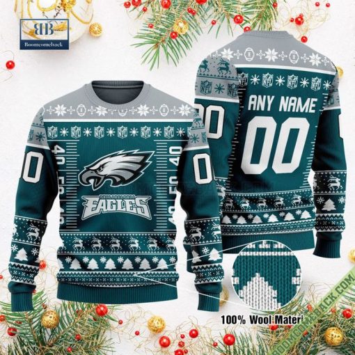 Philadelphia Eagles Custom Name Number Xmas Sweater