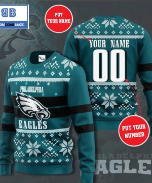 Philadelphia Eagles NFL Custom Name And Number Christmas Ugly Sweater