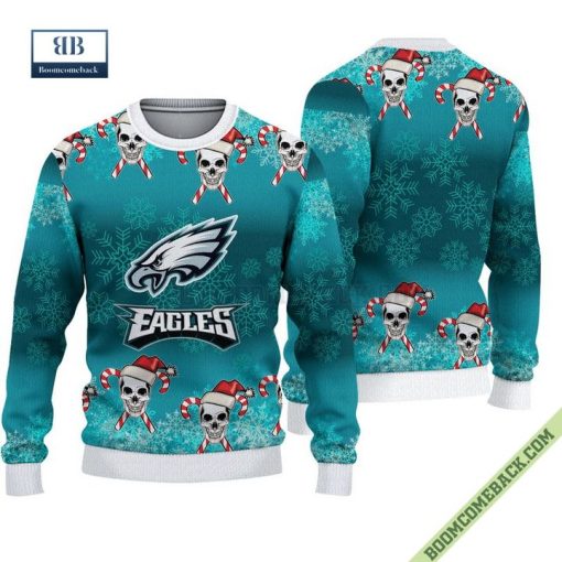 Philadelphia Eagles Skull Candy Ugly Christmas Sweater