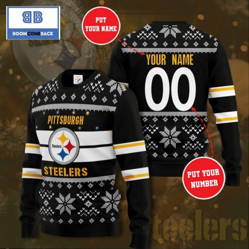 Pittsburgh Steelers NFL Custom Name And Number Christmas Ugly Sweater