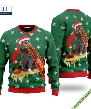 pizza cat with laser eyes christmas sweater for adult and kids 3 Q2X3k