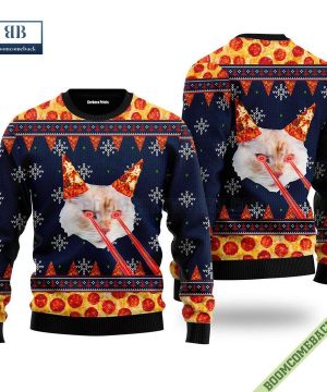 pizza cat with laser eyes ugly christmas sweater jumper 3 QJMkw