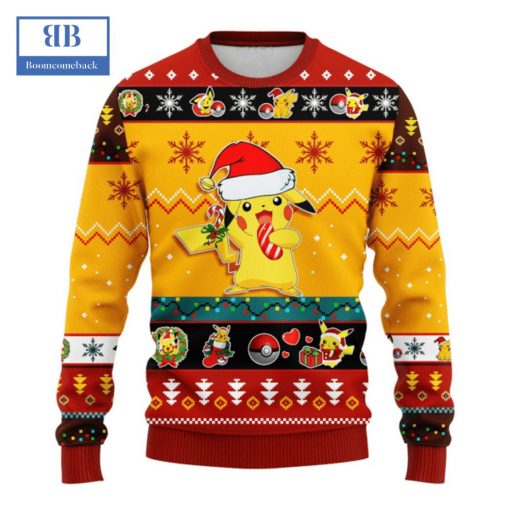 Pokemon Pikachu Candy Cane Ver 2 Ugly Christmas Sweater