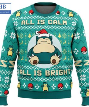 Pokemon Snorlax All Is Calm All Is Bright Ugly Christmas Sweater