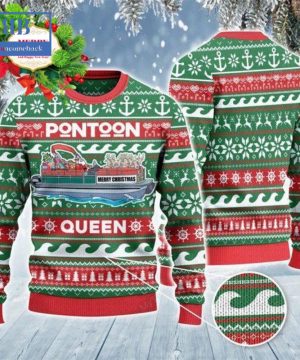 Pontoon Queen Merry Christmas Ugly Christmas Sweater