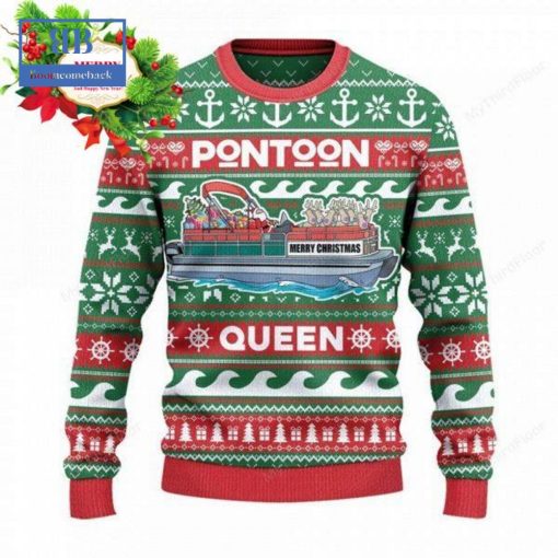 Pontoon Queen Merry Christmas Ugly Christmas Sweater