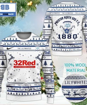 Preston North End FC The Lilywhites 3D Ugly Christmas Sweater