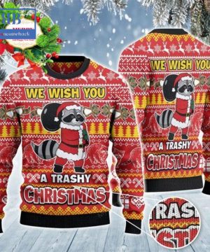 Raccoon We Wish You A Trashy Christmas Ugly Christmas Sweater