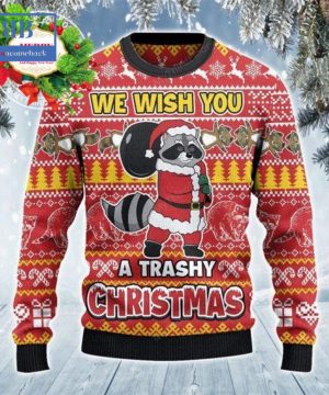 Raccoon We Wish You A Trashy Christmas Ugly Christmas Sweater