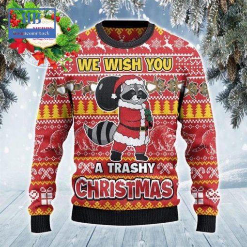 Raccoon We Wish You A Trashy Christmas Ugly Christmas Sweater