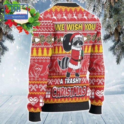 Raccoon We Wish You A Trashy Christmas Ugly Christmas Sweater