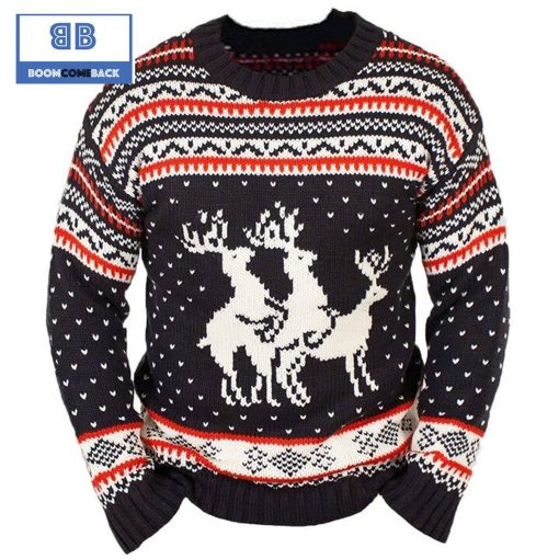 Reindeer Threesome Funny Christmas Sweater