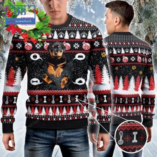 Rottweiler Baby In Pocket Ugly Christmas Sweater