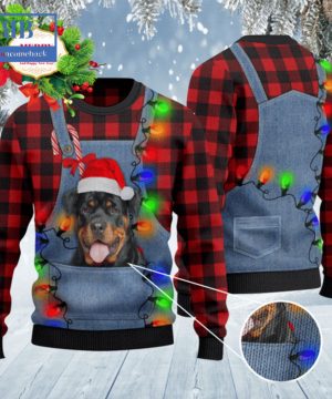 Rottweiler Denim Bib Overalls Ugly Christmas Sweater