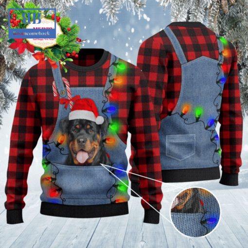 Rottweiler Denim Bib Overalls Ugly Christmas Sweater