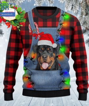 Rottweiler Denim Bib Overalls Ugly Christmas Sweater