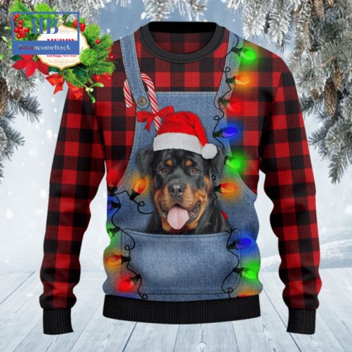 Rottweiler Denim Bib Overalls Ugly Christmas Sweater