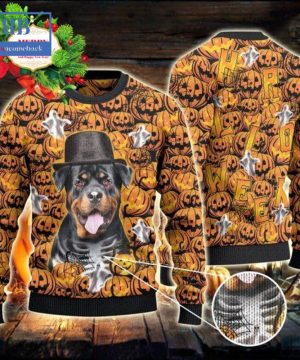 Rottweiler Halloween Pumpkin Ugly Christmas Sweater