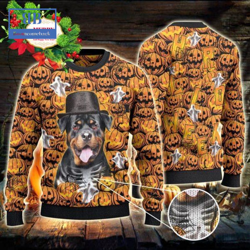 Rottweiler Halloween Pumpkin Ugly Christmas Sweater Rottweiler Halloween Pumpkin Ugly Christmas Sweater