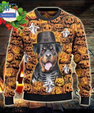 Rottweiler Halloween Pumpkin Ugly Christmas Sweater