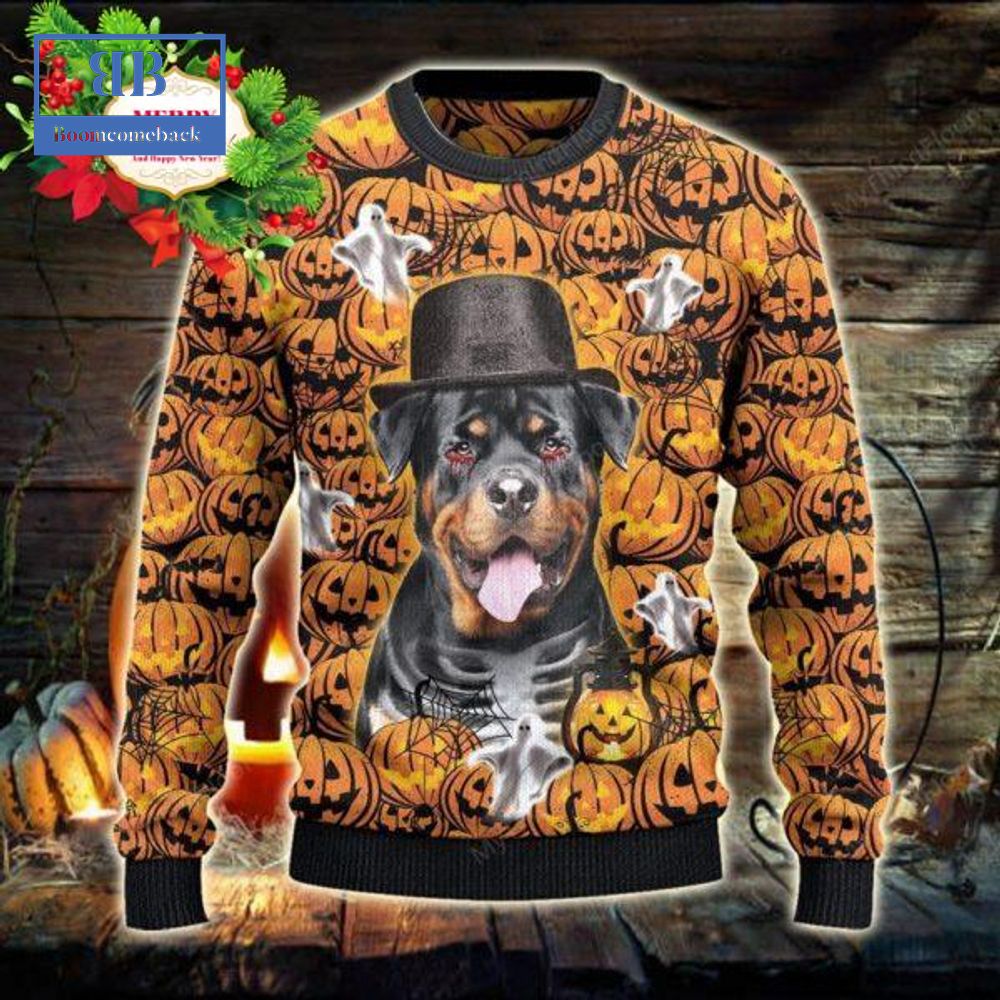 Rottweiler Halloween Pumpkin Ugly Christmas Sweater Rottweiler Halloween Pumpkin Ugly Christmas Sweater