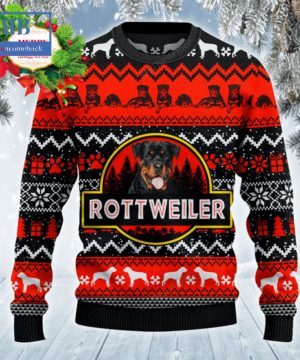 Rottweiler Red Black Pattern Ugly Christmas Sweater