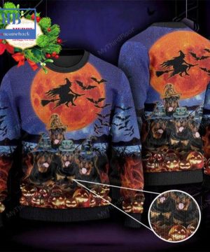 Rottweiler Witch Halloween Ugly Christmas Sweater