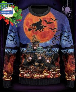 Rottweiler Witch Halloween Ugly Christmas Sweater