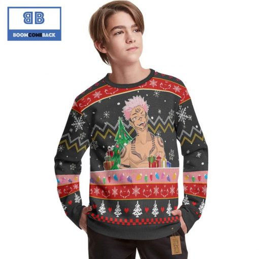 Ryomen Sukuna Jujutsu Kaisen Anime Christmas Custom Knitted 3D Sweater