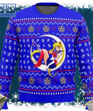 Sailor Moon Sitting On Moon Ugly Christmas Sweater