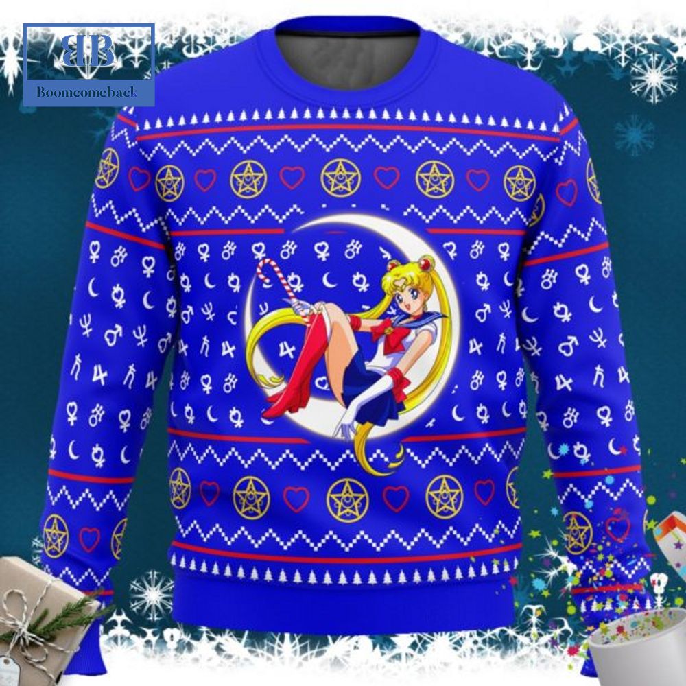 Sailor Moon Sitting On Moon Ugly Christmas Sweater Sailor Moon Sitting On Moon Ugly Christmas Sweater