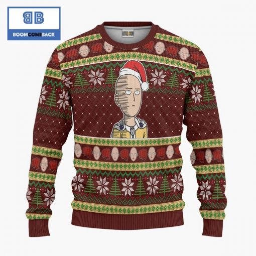 Saitama One Punch Man Anime Christmas Custom Knitted 3D Sweater