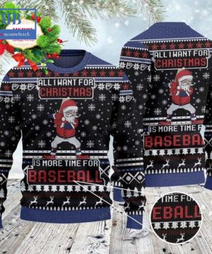 Santa All I Want For Christmas Is More Time For Baseball Ugly Christmas Sweater