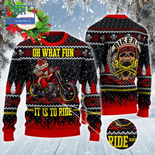 Santa Biker Oh What Fun It Is To Ride Ugly Christmas Sweater