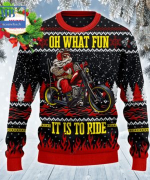 santa biker oh what fun it is to ride ugly christmas sweater 3 qvqra