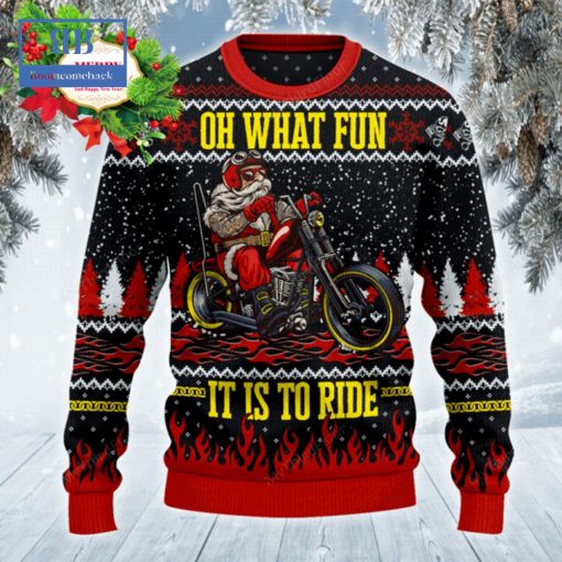 Santa Biker Oh What Fun It Is To Ride Ugly Christmas Sweater