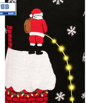 Santa Claus Leaky Roof Light Up Ugly Christmas Sweater