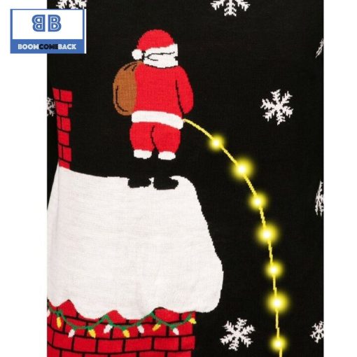 Santa Claus Leaky Roof Light Up Ugly Christmas Sweater