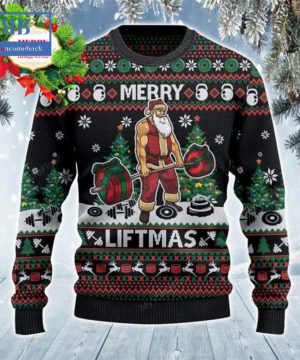 Santa Merry Liftmas Ugly Christmas Sweater