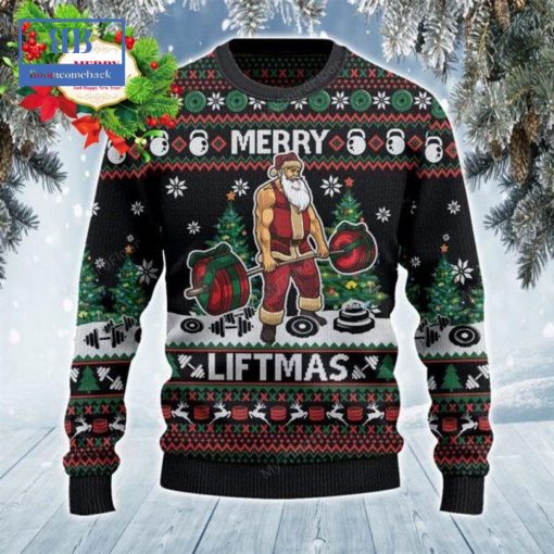 Santa Merry Liftmas Ugly Christmas Sweater