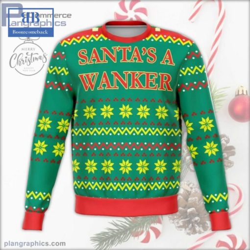 Santa’s A Wanker Green Ugly Christmas Sweater