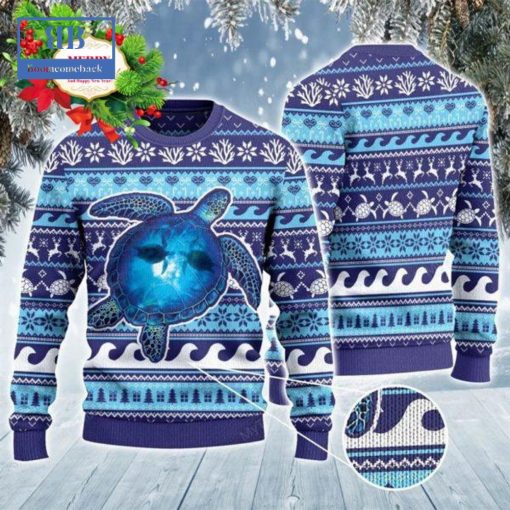 Sea Turtle Into The Ocean Ugly Christmas Sweater