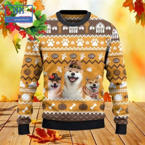 Shiba Inu Thanksgiving Gift Ugly Christmas Sweater