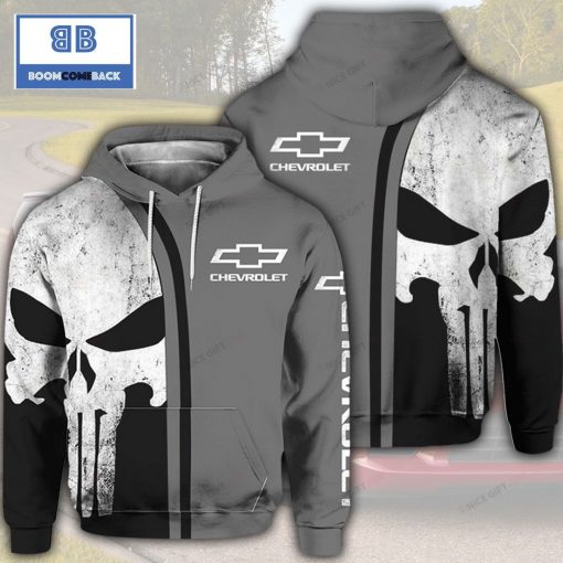 Skull Chevrolet Black Grey 3D Hoodie