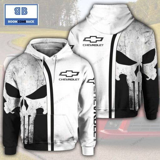 Skull Chevrolet Black White 3D Hoodie