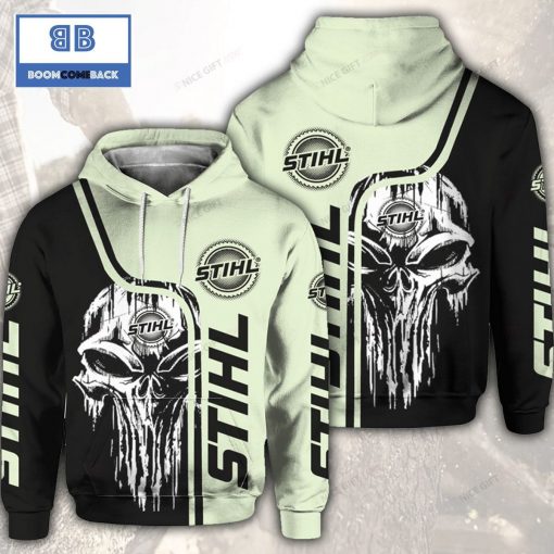 Skull Cthulu Stihl Black Light Green 3D Hoodie