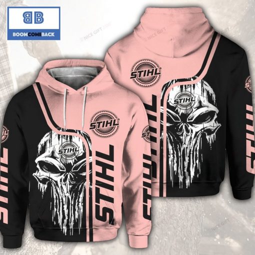 Skull Cthulu Stihl Black Light Pink 3D Hoodie