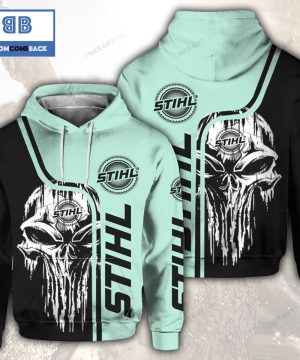 Skull Cthulu Stihl Black Turquoise 3D Hoodie